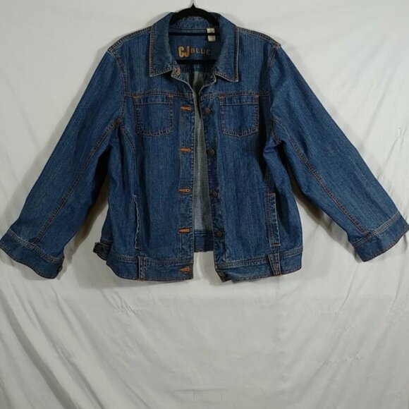 CJ Blue Women's Blue Denim Western Designer Long Sleeve Jacket Plus Size 2X - Picture 1 of 9